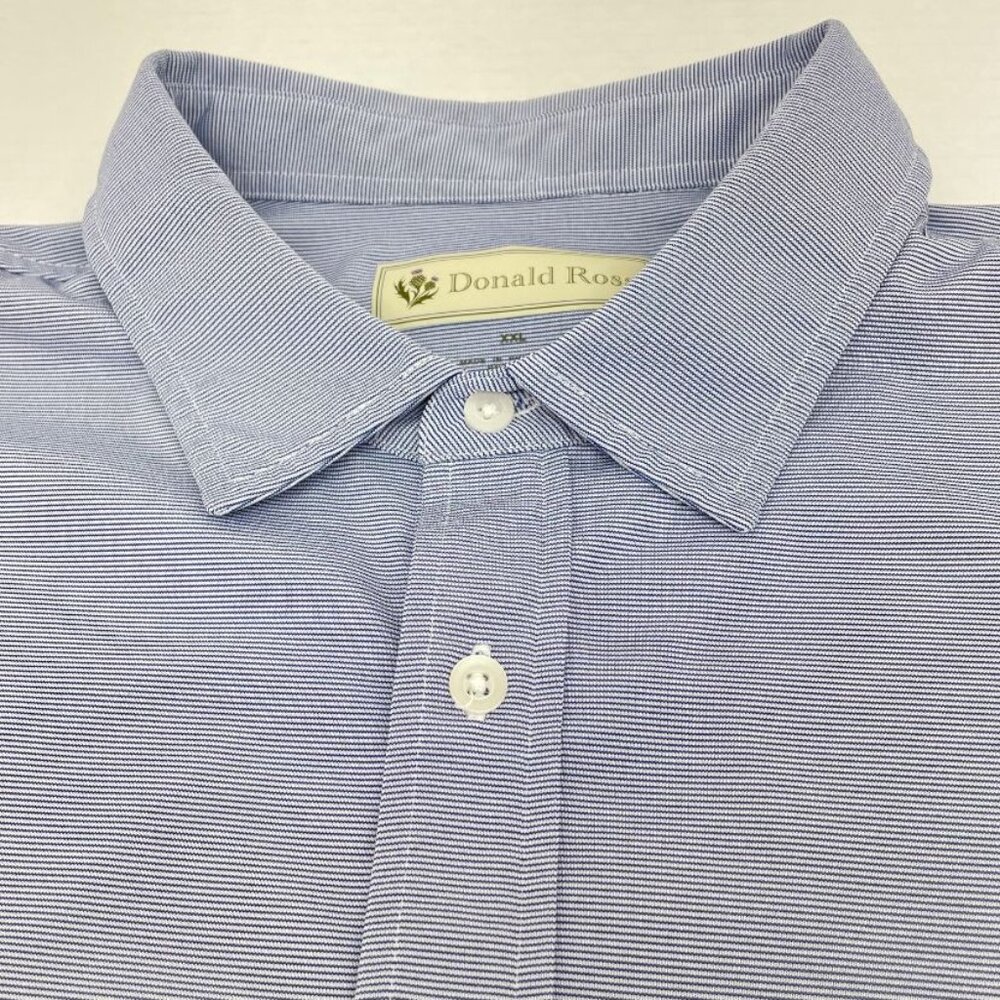 Donald Ross Men's Short Sleeve Golf Shirt - Blue Striped - Size 2XL - GUC